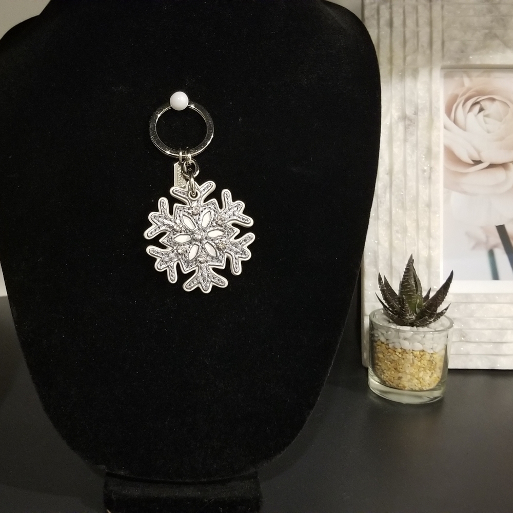 Coach Silver Snowflake with Rhinestones Keychain
